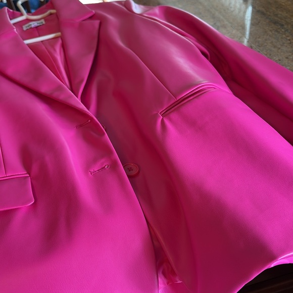 Steve Madden vegan leather, hot pink blazer - Picture 10 of 10